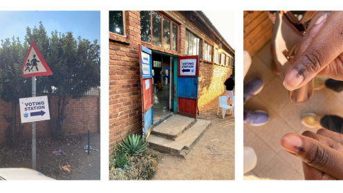 A collage of image that depict voting stations in south africa